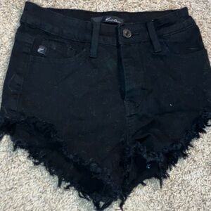 Black Frayed Denim Shorts